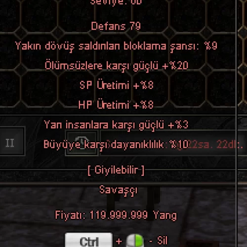  +8 korku 20 olumsuz 10 buyu